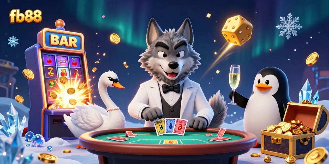 Engage with fb88 at a vibrant baccarat table with stylish characters and thrilling casino elements.
