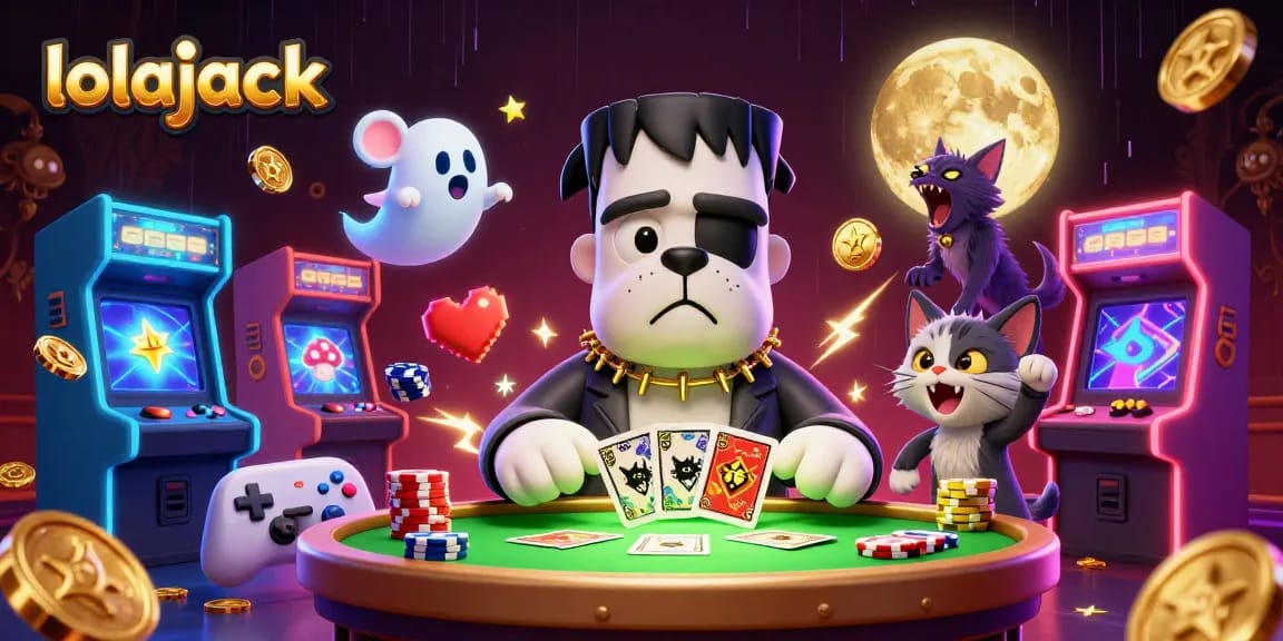 Experience the thrilling gameplay at lolajack casino with Frankenstein bulldog and werewolf kitten.