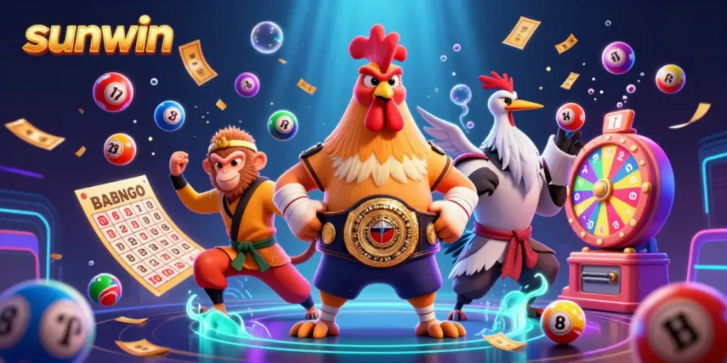Experience thrilling gameplay with sunwin, showcasing vibrant lottery and casino elements in a dynamic 3D illustration.