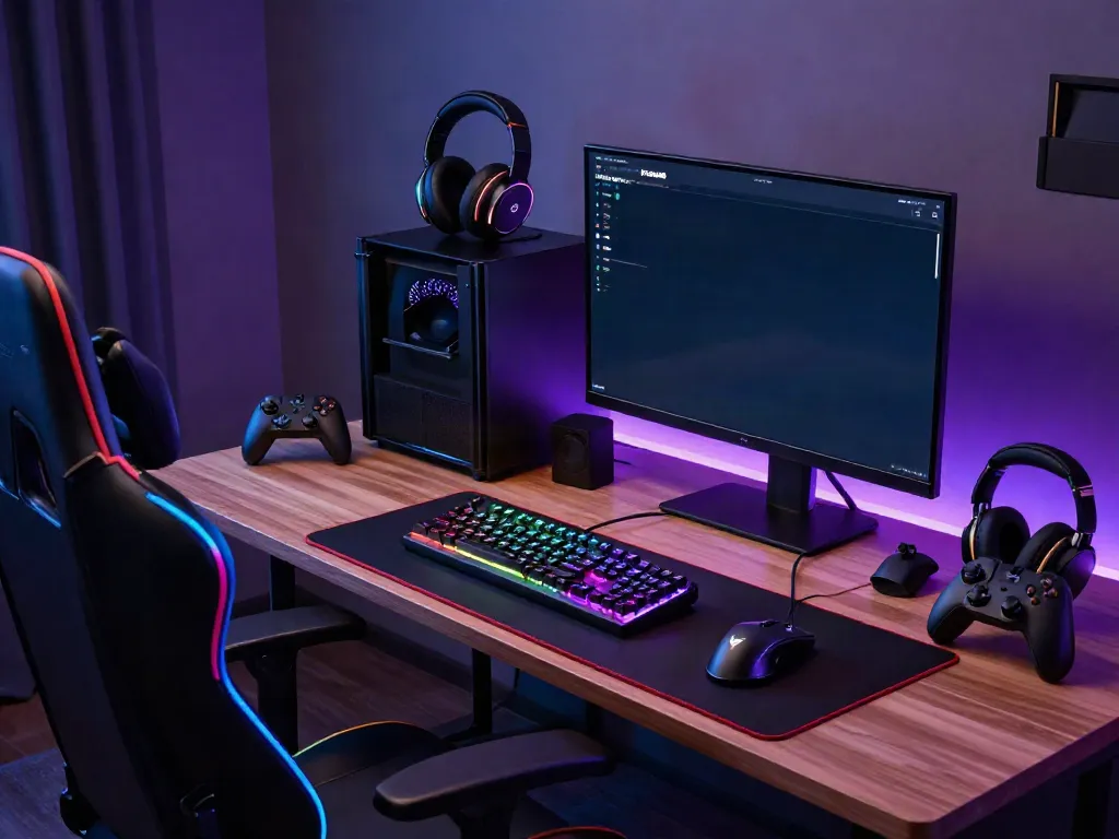 Experience the ultimate gaming setup with the rokok88 slot interface highlighted on a vibrant monitor.